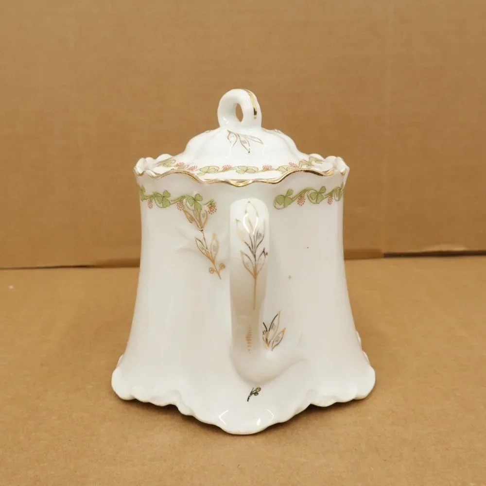 Sugar Bowl Avon Royal Saxony Red Bud Pattern Clover Leaf Scalloped Ginger Jar
